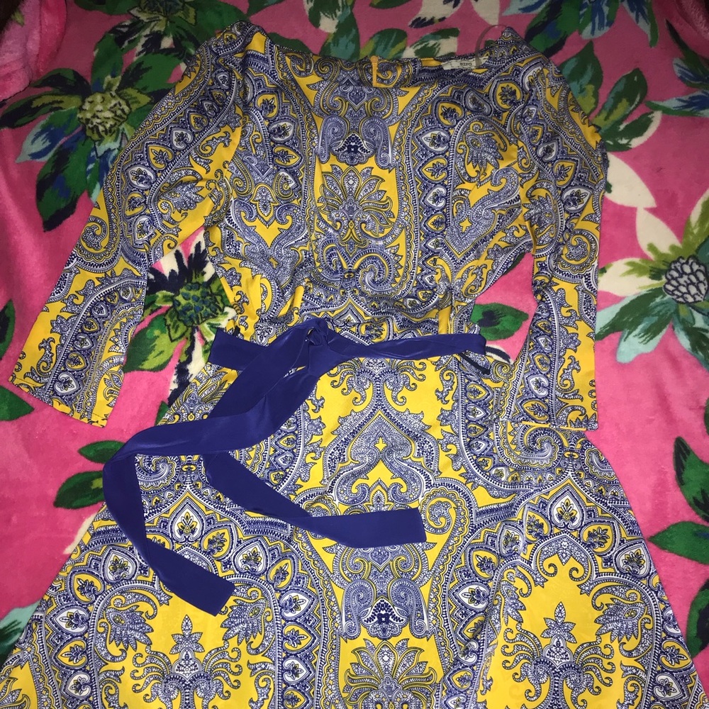 Casual dress  yellow and blue